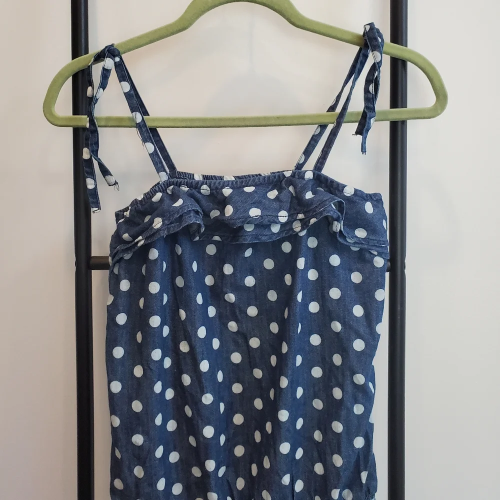 Justice denim polka dots blue white cotton  jumped girl size 12